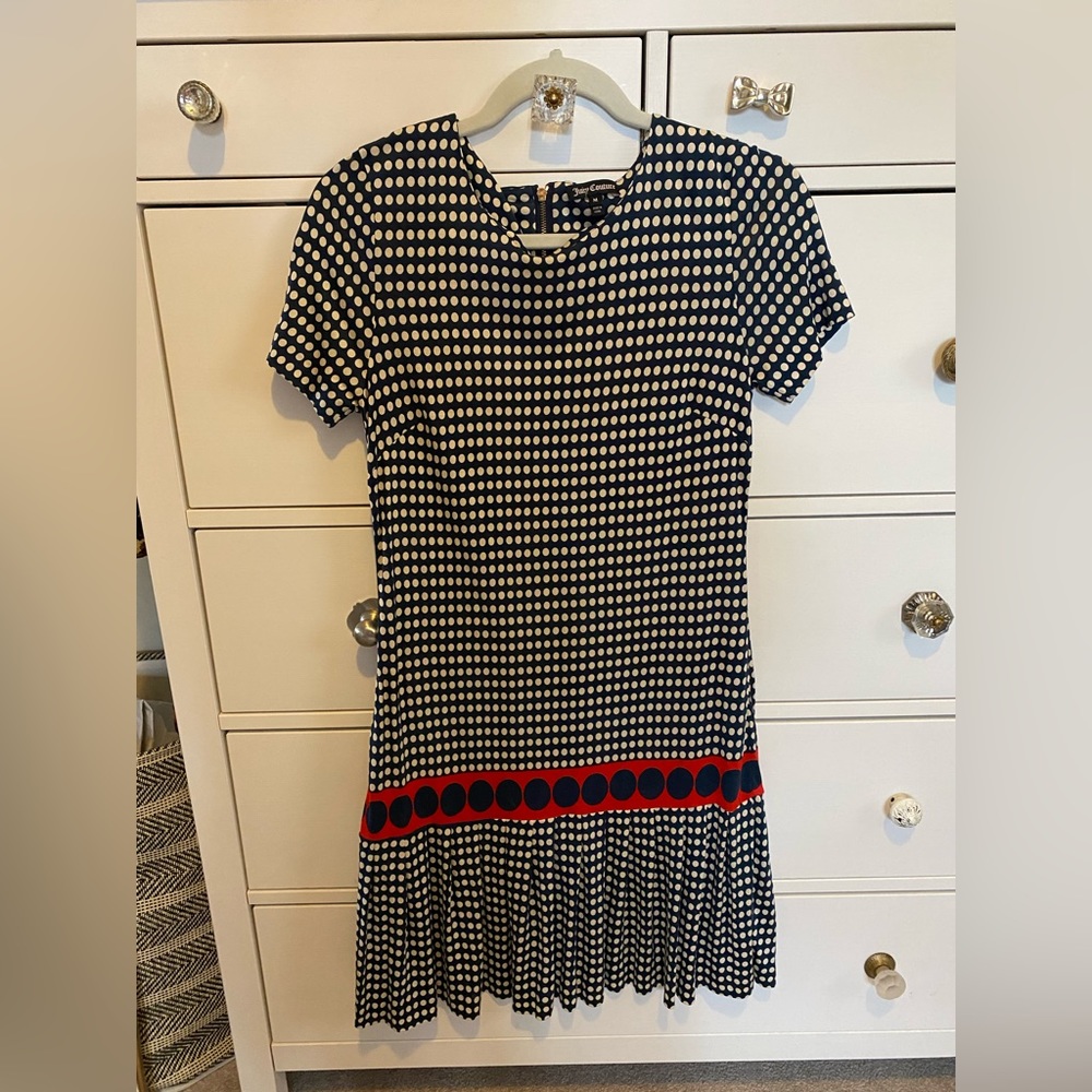 Juicy Couture size M navy polka dot Silk dress